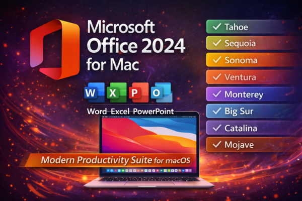 Microsoft Office 2024 for Mac – Compatible with Tahoe, Sequoia, Sonoma & Ventura
