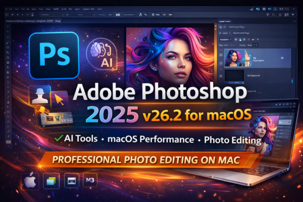 Adobe Photoshop 2025 v26.2 for macOS – Advanced AI Photo Editing Software